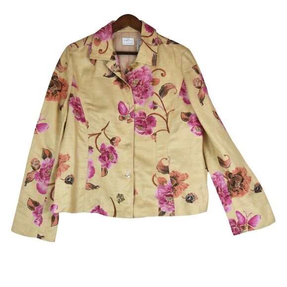 Emma James Linen Shirt Jacket Womens Plus Size 14 Button Front Olive Green - Picture 1 of 7